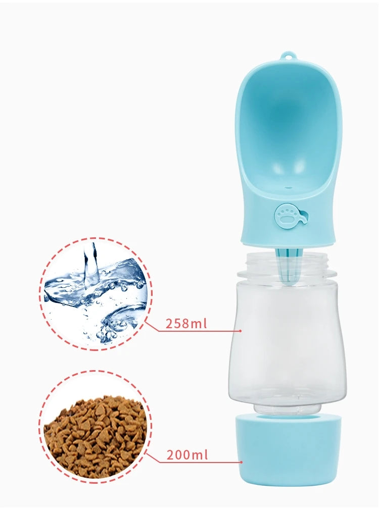 Pet water bottle with measurement details on a white background