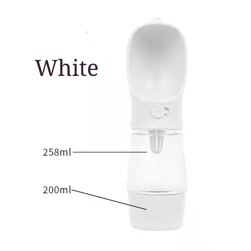 White portable water bottle with measurement labels on a white background